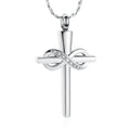 Imrsanl Infinity Love Cross Cremation Jewelry Ashes Religious Cross Urn Pendant Necklace for Women Men Pet Ashes Memorial Keepsake Jewelry (Silver)