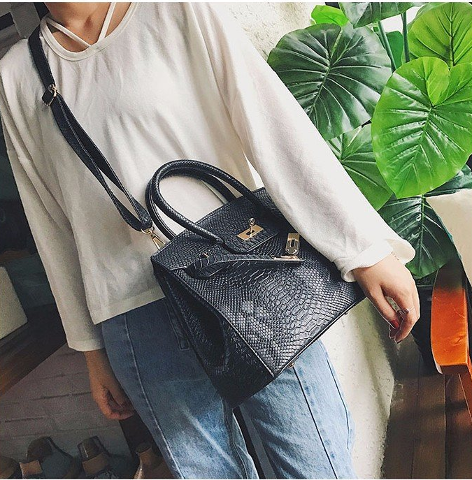 Snake Print Color Block Platinum Tote Bag