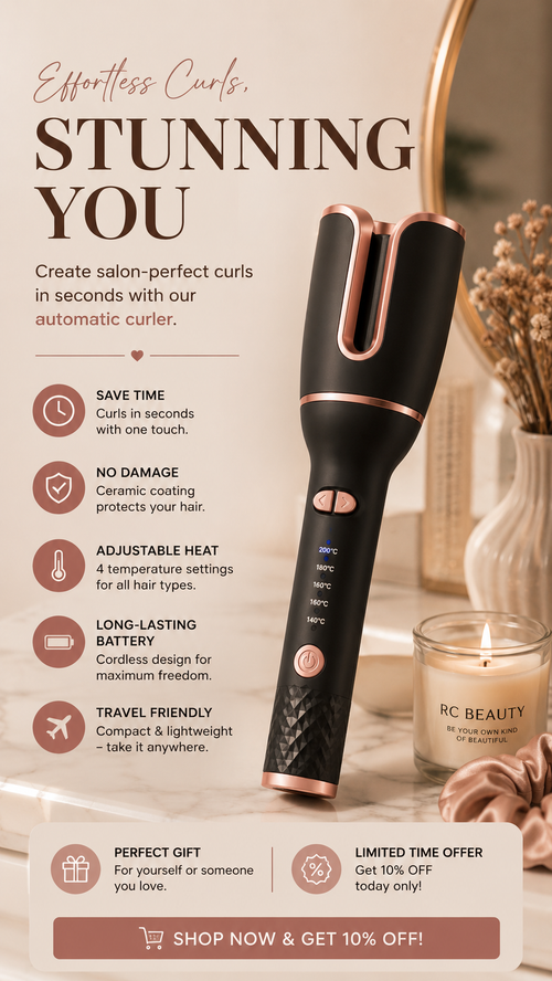 R-C Automatic Rotating Negative Ion Hair Curler.