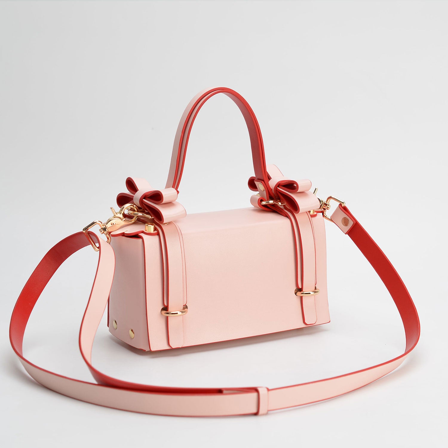 R-C Retro Rivet Bow Shoulder Bag - Small Square Design