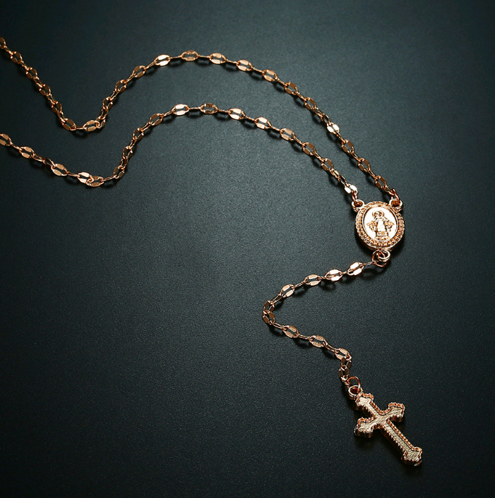 Fashionable Cross and Virgin Mary Pendant Necklace