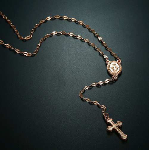 Fashionable Cross and Virgin Mary Pendant Necklace