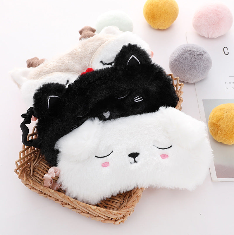 Cute Plush Animal Sleeping Mask for Girls and Women