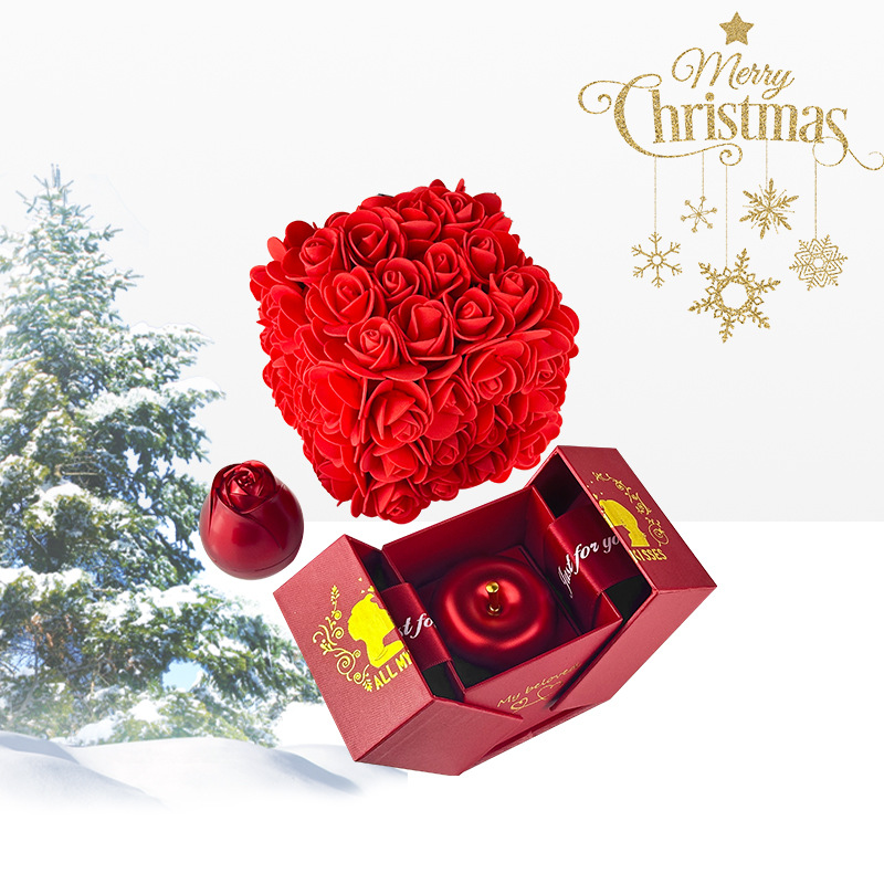 R-C Rose Gift Box Crystal Pendant Necklace