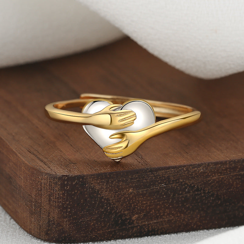 R-C Hug Love Heart-Shaped Ring for Valentine's Day