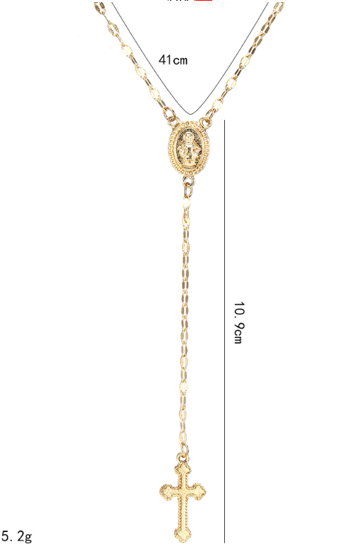 Fashionable Cross and Virgin Mary Pendant Necklace