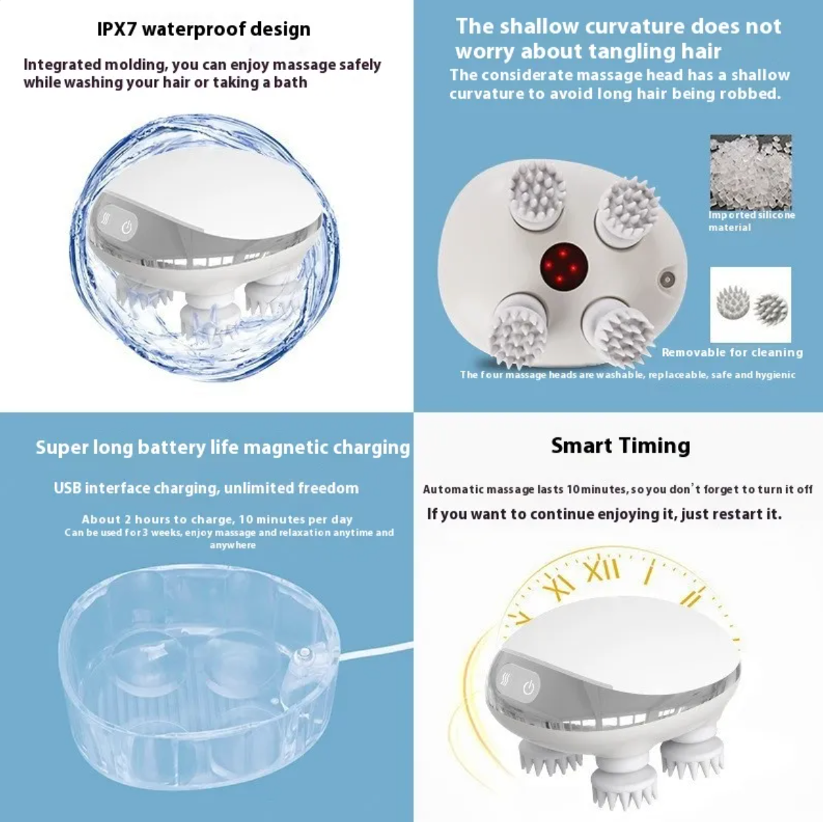 R-C Waterproof Octopus Scalp Massager