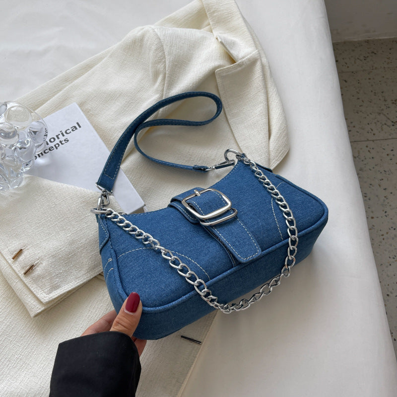 R-C  Shoulder Bag with Chains - Women's Crossbody Bag