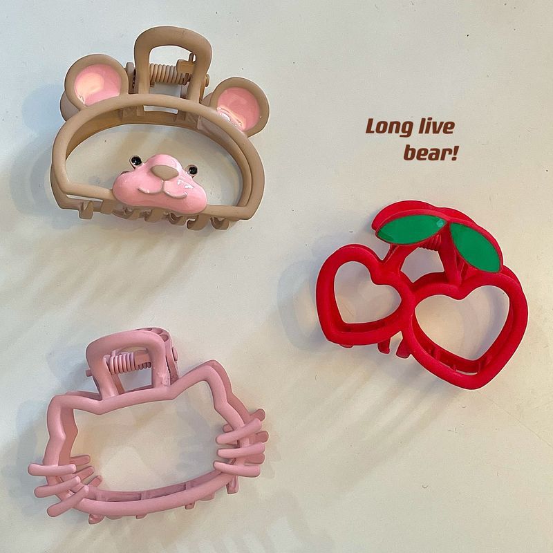Red Cherry-Shaped Matte Metal Shark Hair Claw Clip