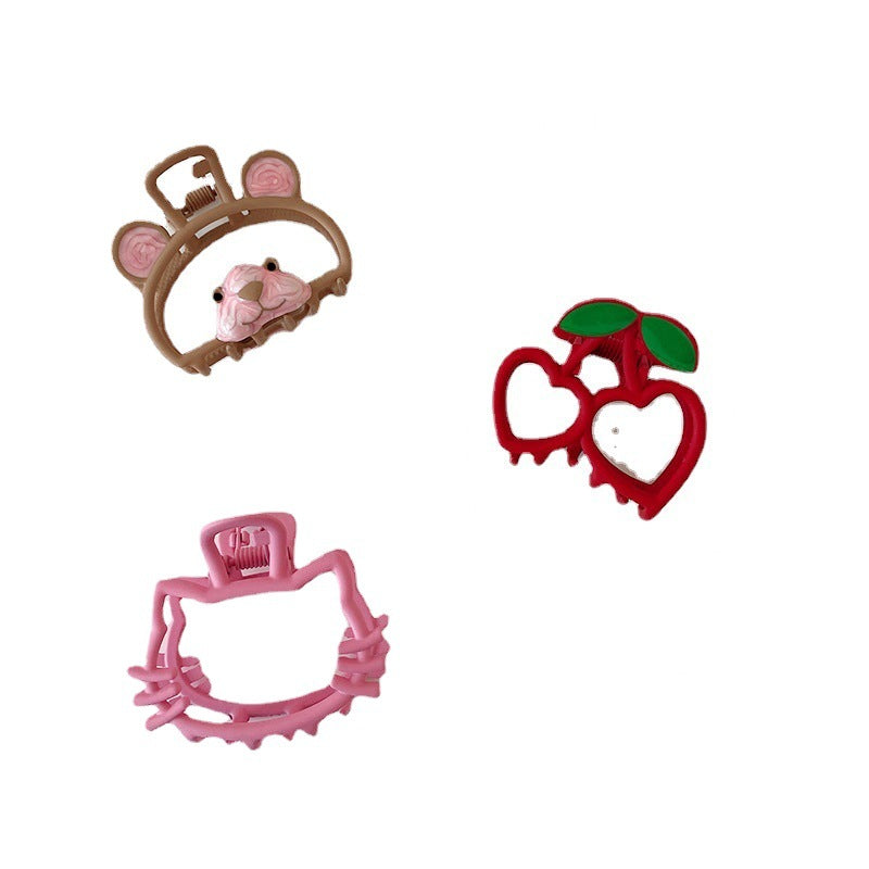 Red Cherry-Shaped Matte Metal Shark Hair Claw Clip