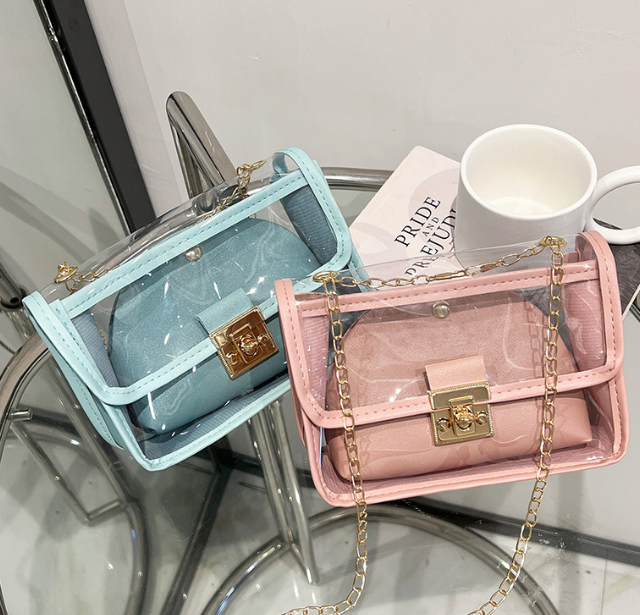Chain Small Square Bag, Transparent Jelly Shoulder Bag