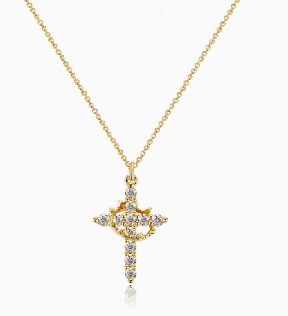 R-C Crown Cross Necklace.