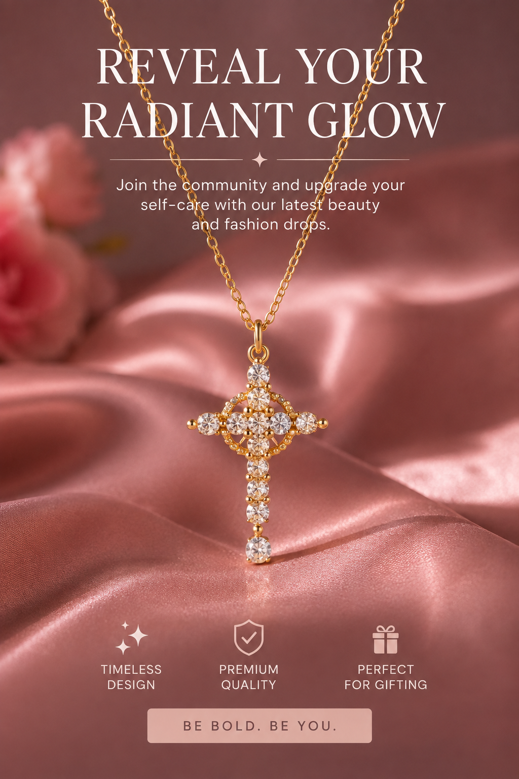 R-C Crown Cross Necklace.