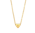 Initial Love Necklace - 18K Gold Plated Heart Pendant (One)