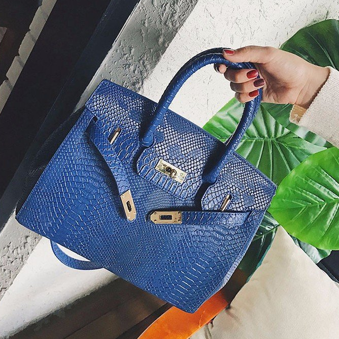 Snake Print Color Block Platinum Tote Bag