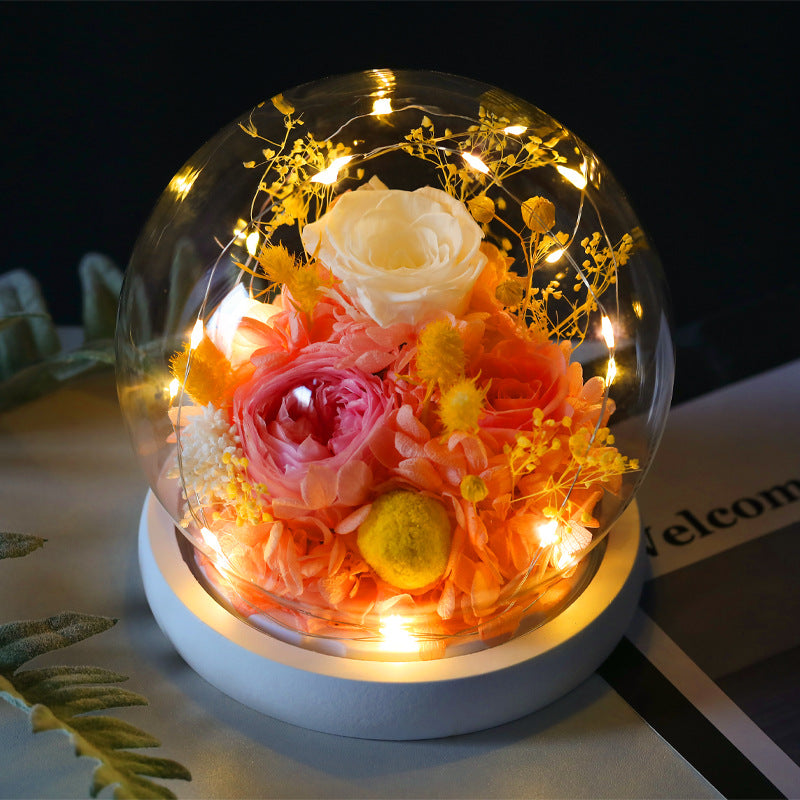 R-C Glass Cover Dried Flower Ornament Gift