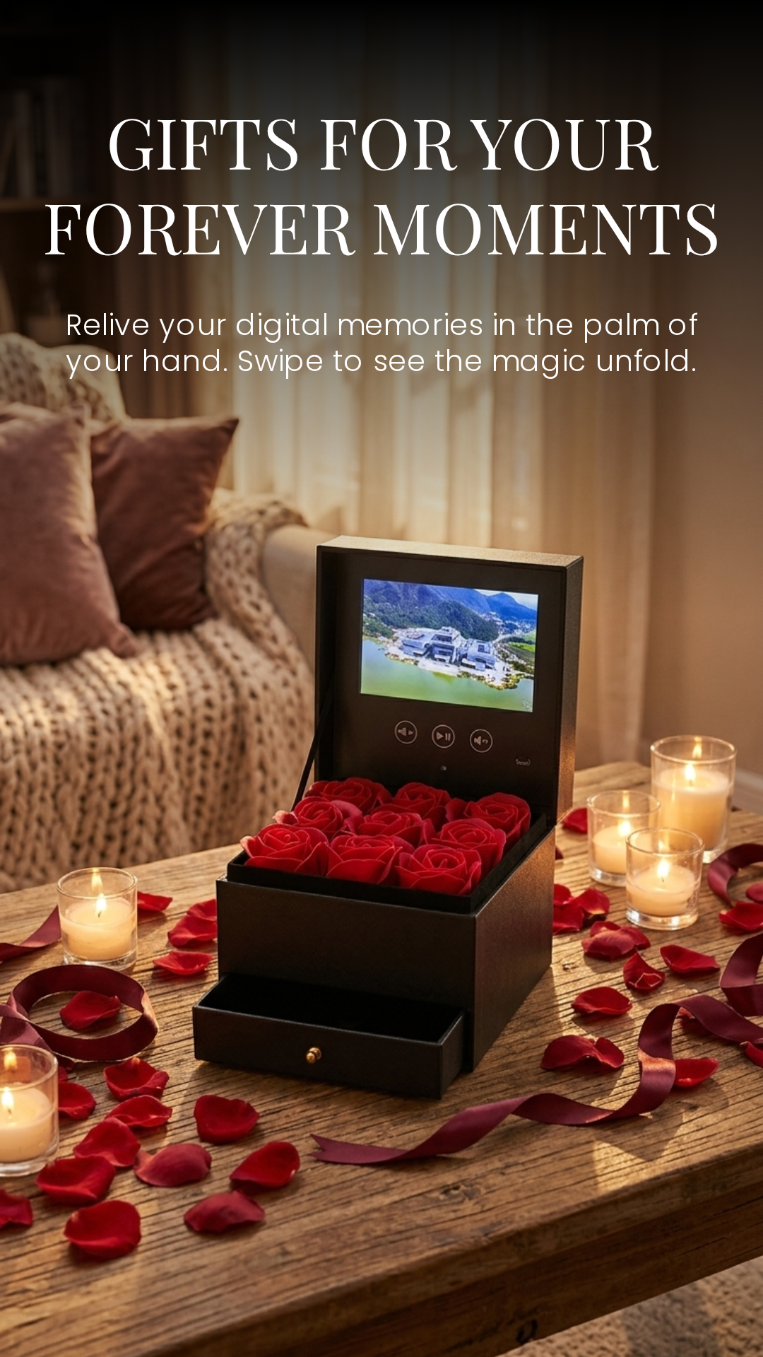 R-C Real Rose Flower Jewelry Box.