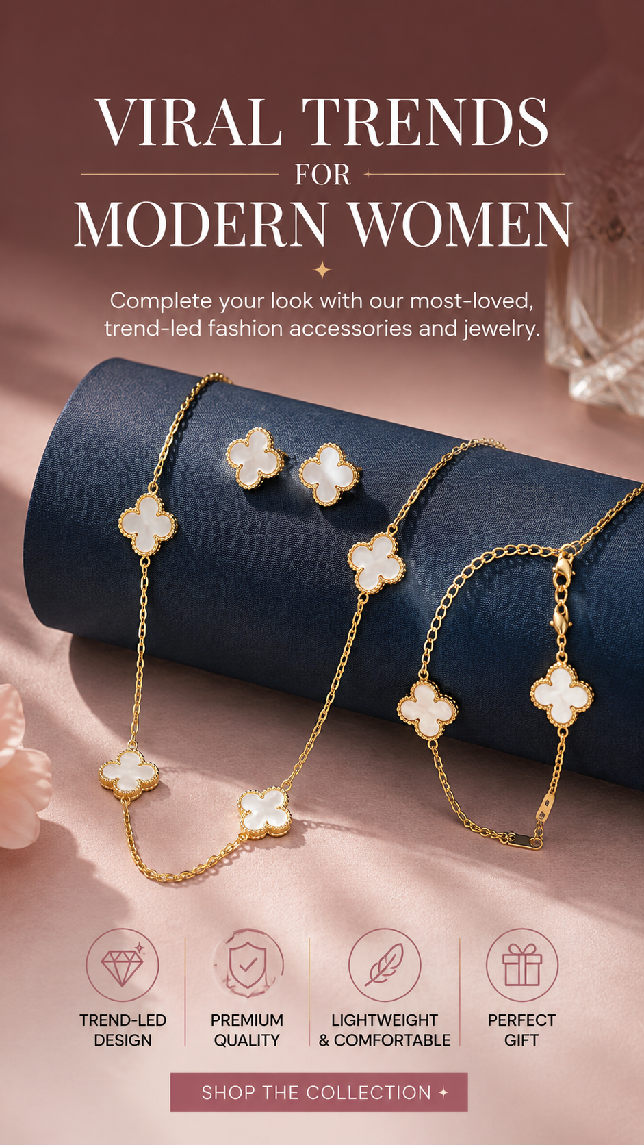 R-C Five Petal Flower Jewelry Set.
