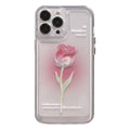 YWYUHE Flower Phone Case for iPhone 12 Pro Max Cute Aesthetic Clear Pink Gradient Rose Phone Cover for Women Girls
