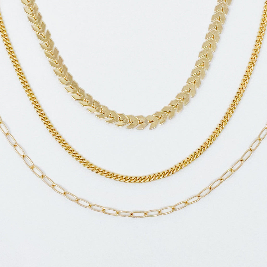 Chevron Chain Anklet, Set of 3