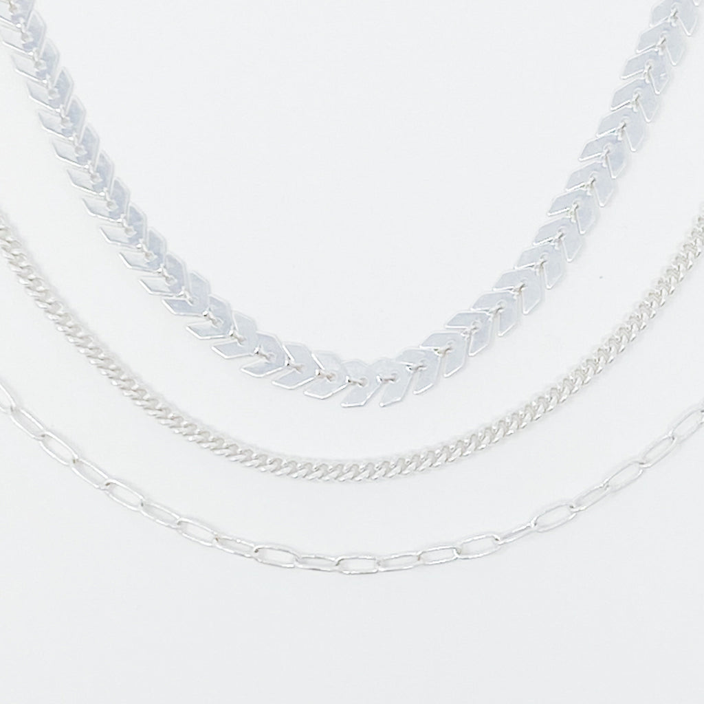 Chevron Chain Anklet, Set of 3
