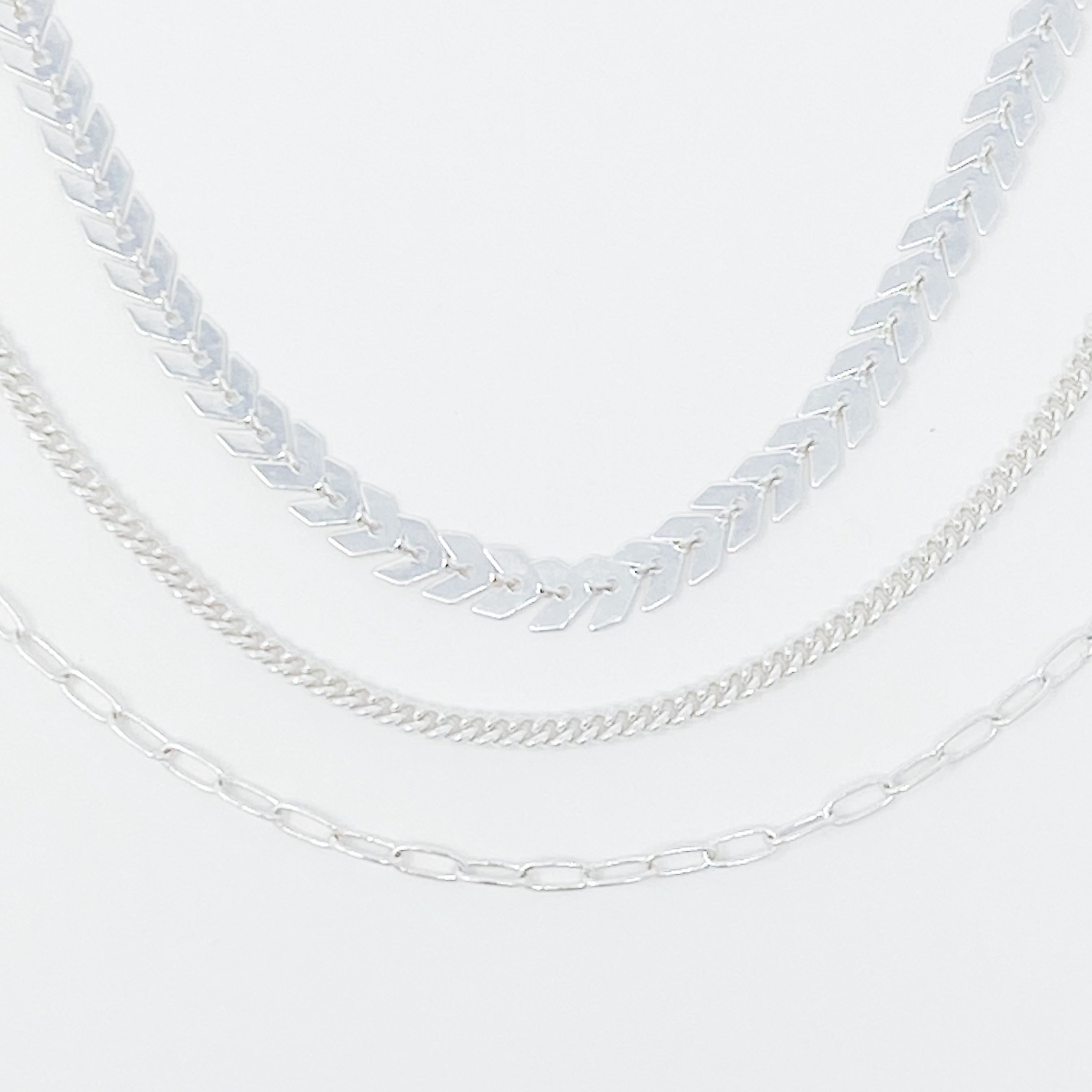 Chevron Chain Anklet, Set of 3