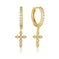 Cross-Border Geometric Cross Earrings with Rhinestones