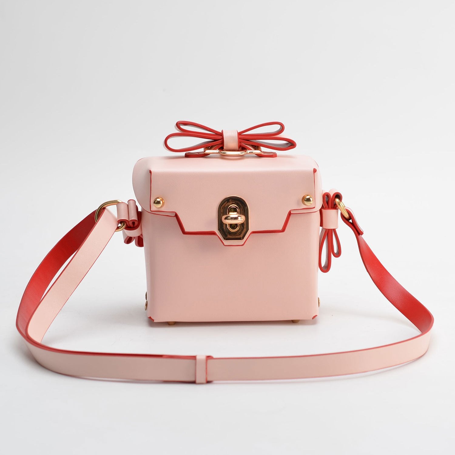 R-C Retro Rivet Bow Shoulder Bag - Small Square Design