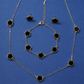 Five Petal Flower Jewelry Set - Necklace, Earrings & Bracelet