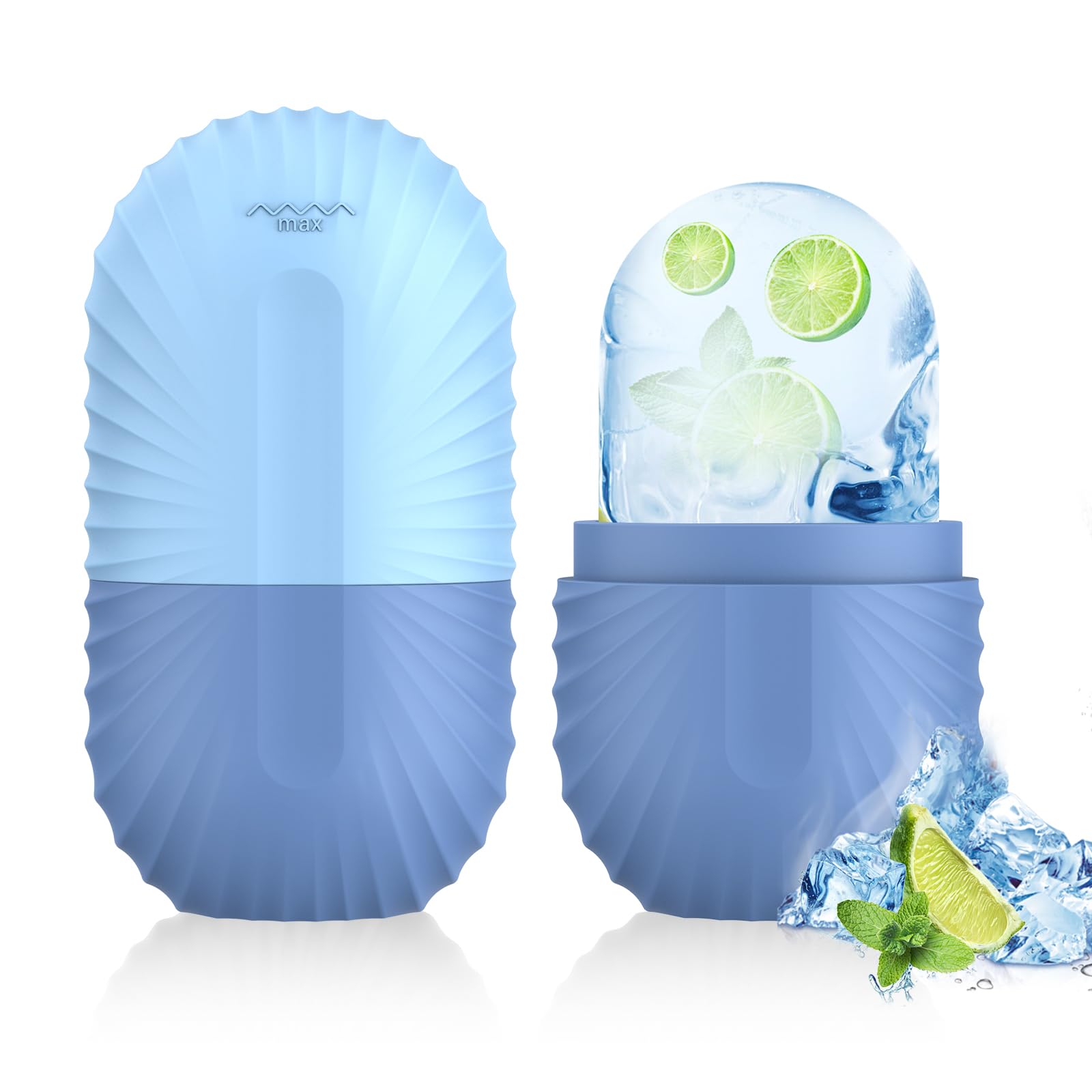 Ice Roller for Face and Eye Silicone Ice Facial Roller Ice Holder Face Ice Mold Skin Care Face Icers Reusable Ice Cube Roller for Shrink Pores Anti Wrinkle Reduce Puffiness Blue