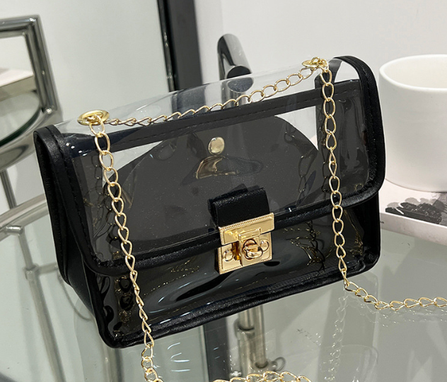 Chain Small Square Bag, Transparent Jelly Shoulder Bag