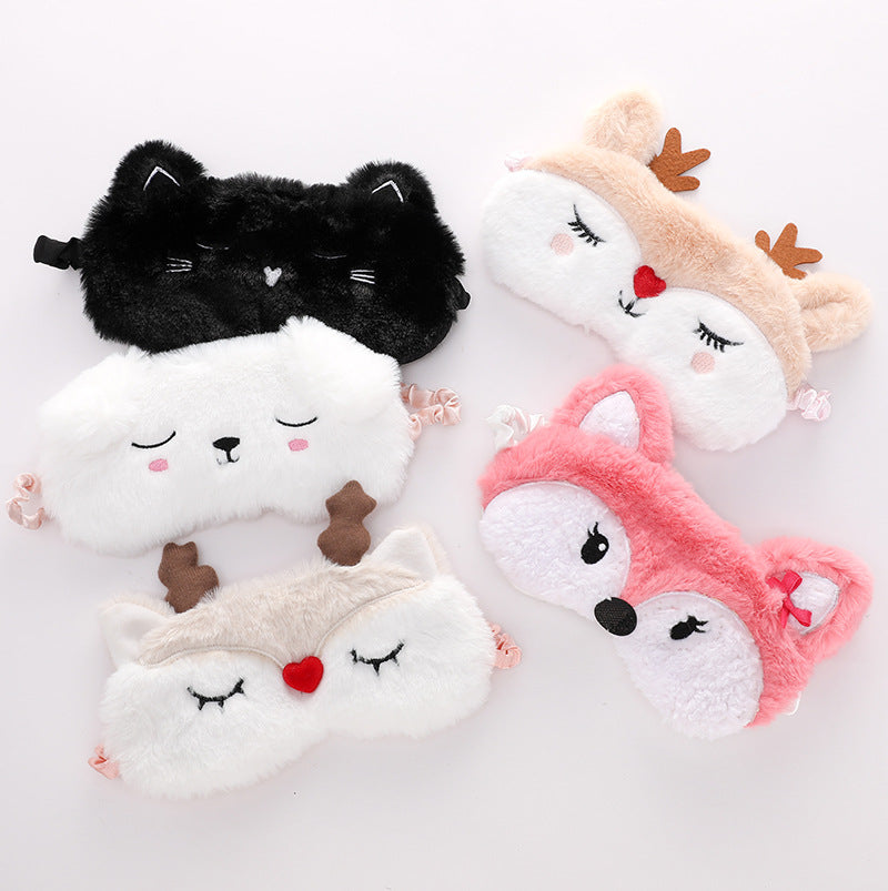 Cute Plush Animal Sleeping Mask for Girls and Women
