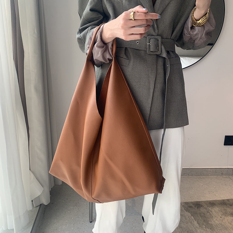 R-C Soft Leather High Capacity One Shoulder Tote Bag