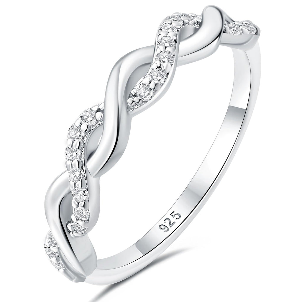 Newshe Jewellery Moissanite Womens Wedding Bands 925 Sterling Silver Anniversary Eternity Band Rings for Her Round Sz 6