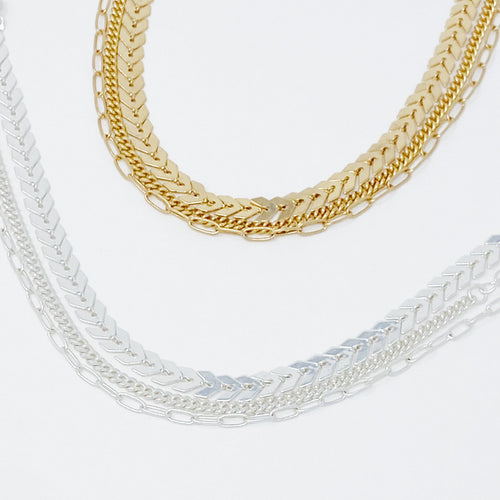R-C Chevron Chain Anklet, Set of 3.