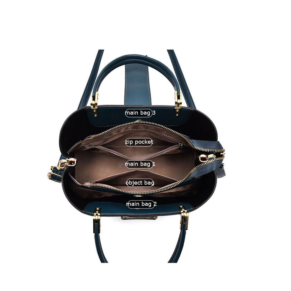 R-C Luxury Snake Grain Leather Women's Tote & Crossbody Bag