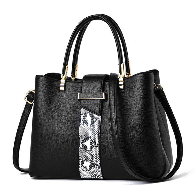 R-C Luxury Snake Grain Leather Women's Tote & Crossbody Bag