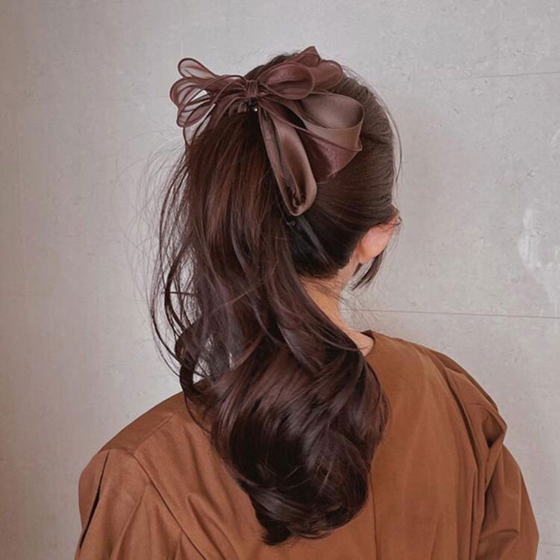 High Ponytail Bow Hair Clip for Women - Fashion Accessory