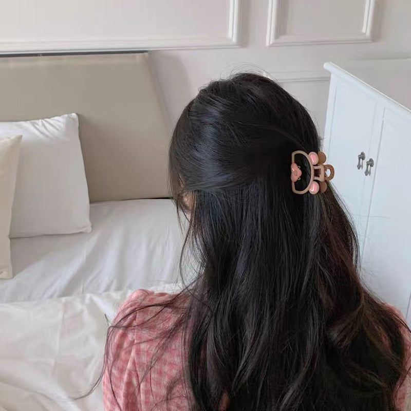 Red Cherry-Shaped Matte Metal Shark Hair Claw Clip