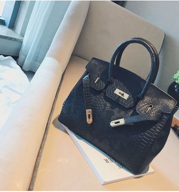 Snake Print Color Block Platinum Tote Bag