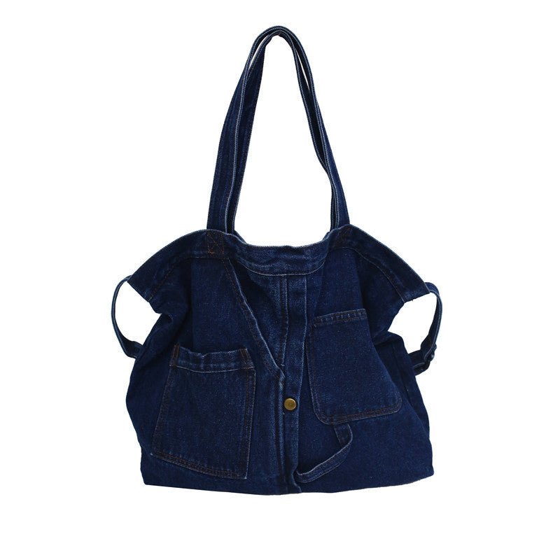 R-C Women’s Versatile Denim Shoulder Bag with Multiple Pockets