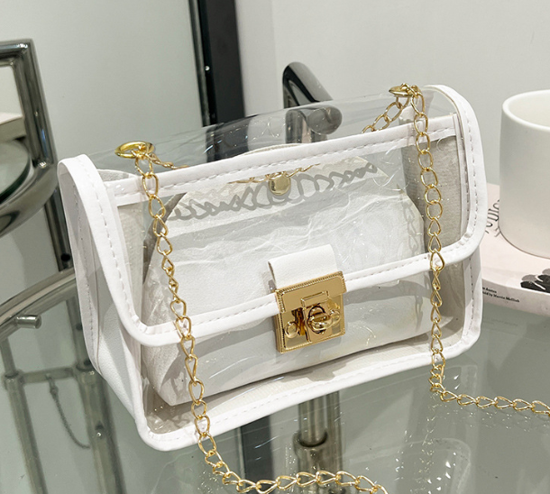 Chain Small Square Bag, Transparent Jelly Shoulder Bag
