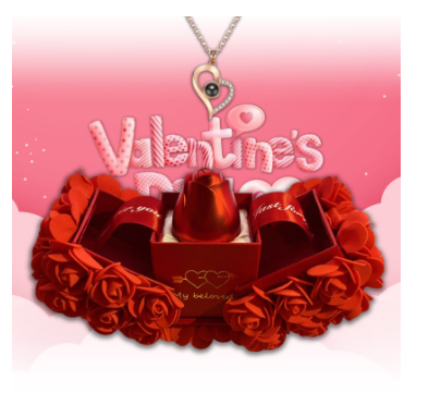 R-C Rose Gift Box Crystal Pendant Necklace