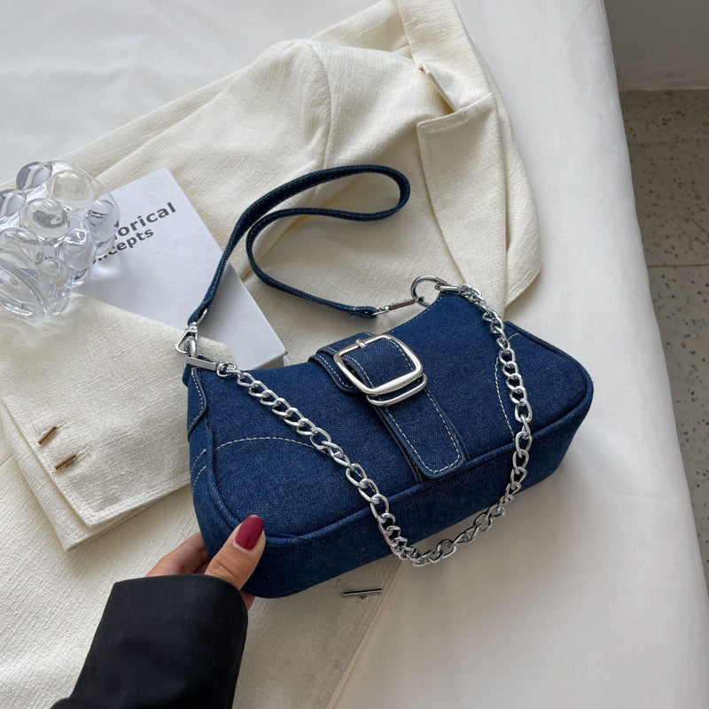 R-C  Shoulder Bag with Chains - Women's Crossbody Bag