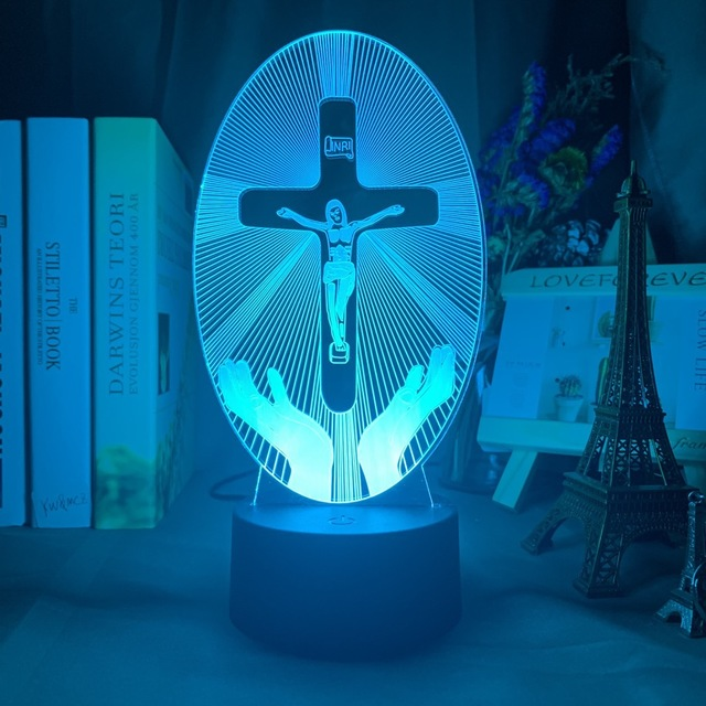R-C 3D Acrylic Christian Cross Night Light - USB Powered