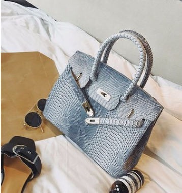 Snake Print Color Block Platinum Tote Bag