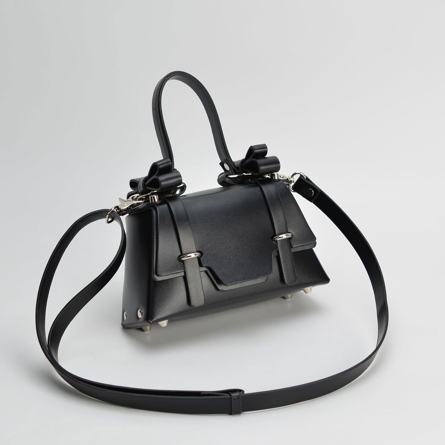 R-C Retro Rivet Bow Shoulder Bag - Small Square Design
