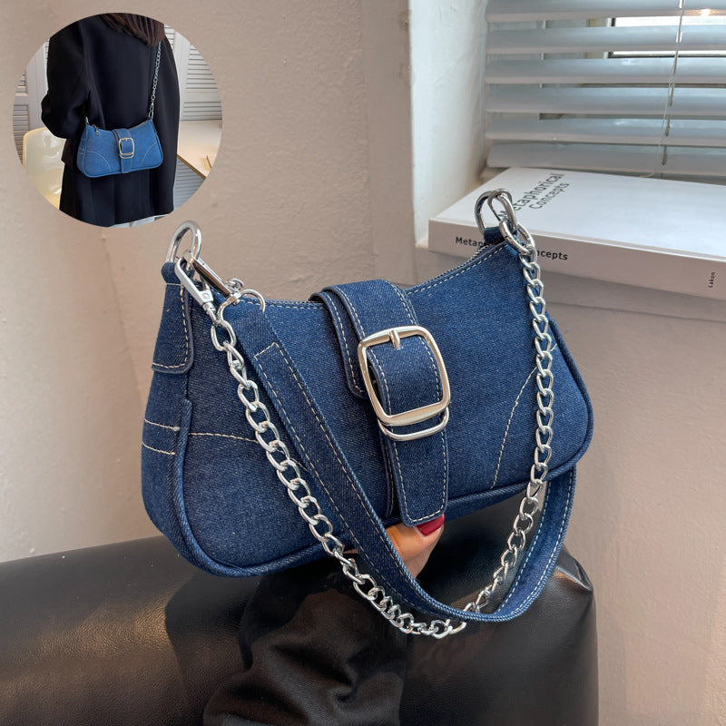 R-C  Shoulder Bag with Chains - Women's Crossbody Bag