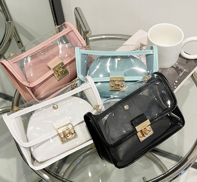 Chain Small Square Bag, Transparent Jelly Shoulder Bag