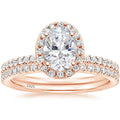 EAMTI 1.5CT 925 Sterling Silver Cubic Zirconia Bridal Rings Sets Rose Gold Oval Cut CZ Engagement Rings Wedding Band For Women Size 4